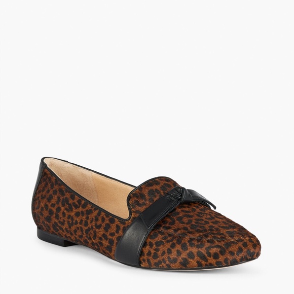 Talbots 100% Leather Leopard Calf Hair Ryan Bow Loafers Size 10 - Picture 1 of 6